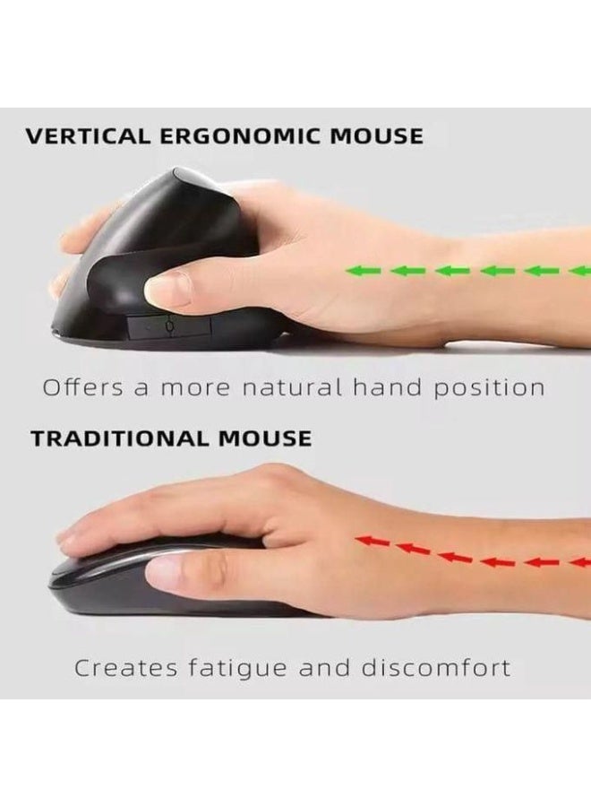 جيرتك ماوس Jertech JR321 عمودي لاسلكي قابل لإعادة الشحن، تصميم مريح لتقليل إجهاد اليد والمعصم، نقرة صامتة، دقة 1600 DPI، مثالي للعمل المكتبي والاستخدام اليومي - Image 3